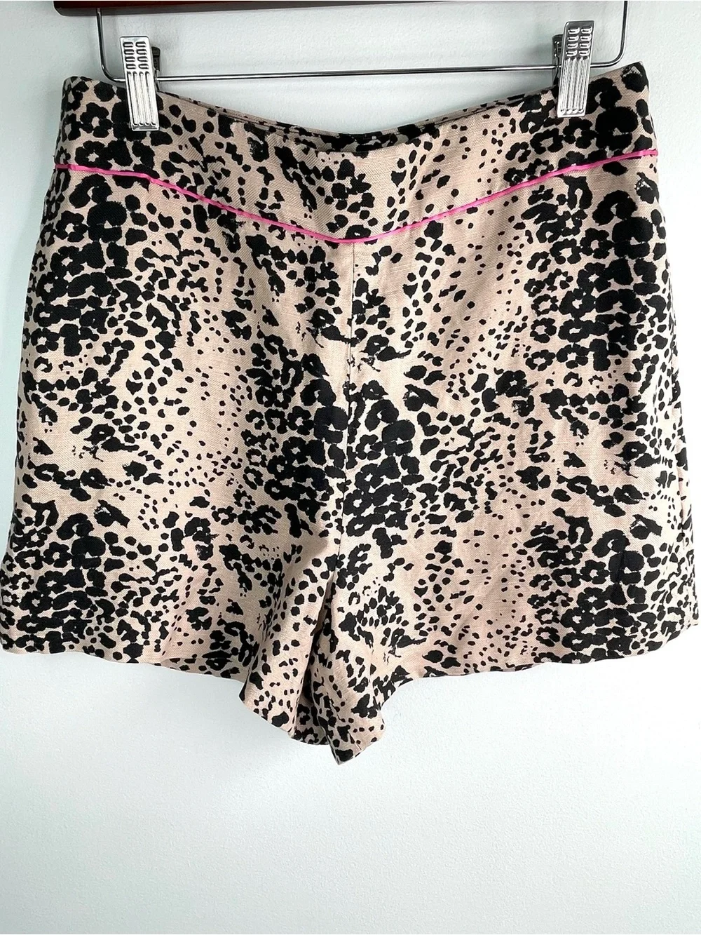 J. Crew Trousers Beige and Black Leopard Print High-Waist Shorts Size 6